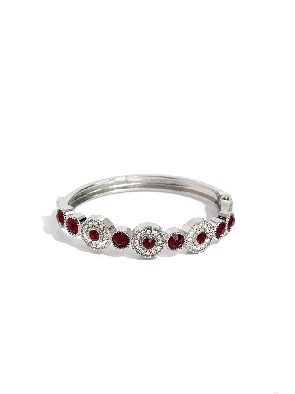 paparazzi Silver with Red Crystal Accent Bracelet